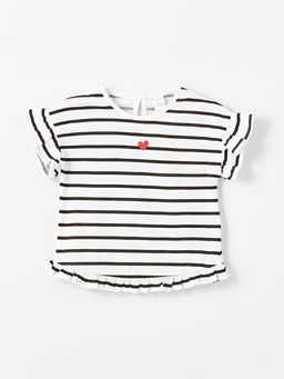 Bisiklet Yaka K?sa Kollu ?izgili K?z Bebek Bluz ve Tayt 2li Tak?m - Waikiki фото 2