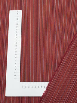 Пестрядь этнограф. под домоткань Бордово-терракотовый меланж-полоска, ш.1.55м, хл-100%, 205гр/м.кв - Купава фото 2