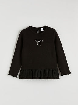 Bisiklet Yaka Fiyonk Nak??l? K?z ?ocuk Ti??rt