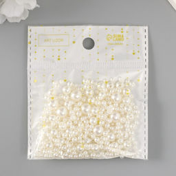 Цена за 3 шт. Бусины для творчества пластик «Круглые. Сливки», d=3-8 мм, набор 10 г