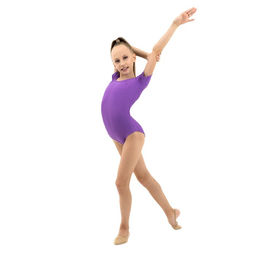 Купальник гимнастический Grace Dance, с коротким рукавом, р. 42, цвет фиолетовый  фото 5