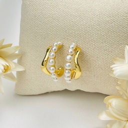 Серьги-пусеты из речного белого Жемчуга