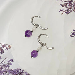 Серьги двойные из Аметиста и Лунного камня