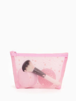 Косметичка женская Little love, с рисунком, на молнии, чёрная