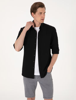 Siyah Slim Fit Uzun Kollu G_mlek