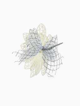 Цена за 2 шт. Ёлочные игрушки 2 шт. Зимнее волшебство. Бантик с пышным цветком пластик, 119 см, белый фото 9