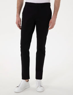 Siyah Slim Fit Beli Lastikli Kanvas Pantolon