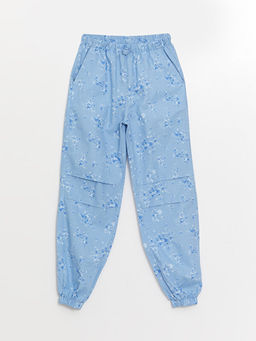 Beli Lastikli ?i?ekli K?z ?ocuk Jogger Pantolon