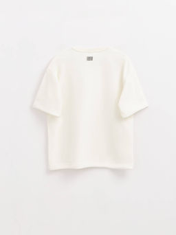 CONTE Удлиненная футболка из футера c карманом и аппликацией из стразов LD 2596 off-white