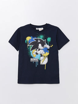 Bisiklet Yaka Sonic Bask?l? K?sa Kollu Erkek ?ocuk Ti??rt ve ?ort - Waikiki фото 2