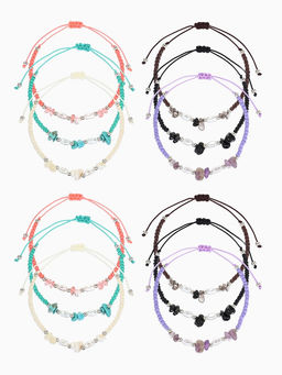 Цена за 12 шт. Браслет под натуральный камень «Крошка» с жемчугом, d=6 см, МИКС