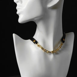 Чокер Цепь модерн, цвет чёрный в золоте ,41см