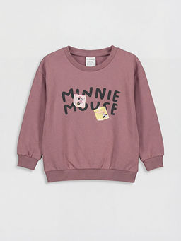 Minnie Mouse Bask?l? K?z Bebek Sweatshirt ve E?ofman Alt?