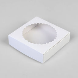 Цена за 5 шт. Подарочная коробка сборная с окном, белый, 11.5×11.5×3 см