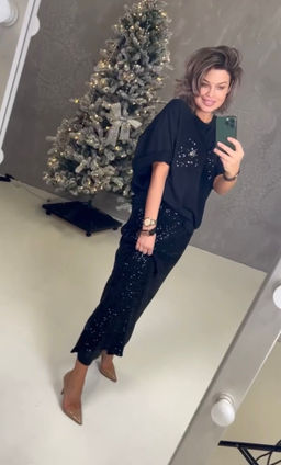 Футболка с вышивкой из паейток 5814 - Soda фото 3