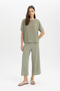 Футболка с короткими рукавами и круглым вырезом Relax Fit - Defacto фото 2