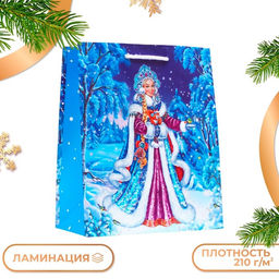 Пакет подарочный новогодний ламинированный «Снегурочка», 18×22.3×10 см