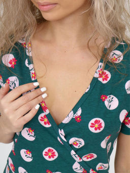 Халат женский, цвет зеленый красный