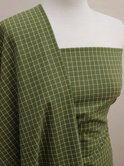 Пестрядь Бежевая клетка (12*12мм) на т.болотно-зеленом, ш.1.46м, хлопок-95%, п/э-5%, 140гр/м.кв - Купава фото 4