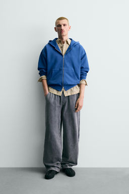WASHED ZIP-UP HOODIE