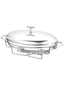 Мармит 3 л 43,5*24,5*19 см "Овальный" с крышкой из нержавеющей стали, на подставке, стекло