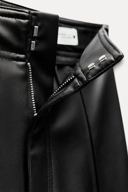 ZW COLLECTION LEATHER EFFECT WIDE LEG TROUSERS - Zara фото 10