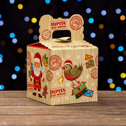 Цена за 5 шт. Подарочная коробка Новогодняя посылочка, 10,8 х 10,8 х 10,8 см - Simaland фото 2