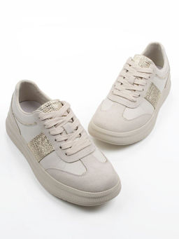 03-A1021-2 LT. BEIGE Кроссовки женские (натуральная кожа, натуральная замша)