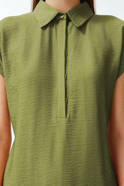 TRENDYOLMILLA Siyah A Kesim Gomlek Yaka Aerobin Maxi Dokuma Elbise TWOSS24EL00621  фото 13