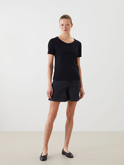 Bisiklet Yaka Dokulu Kad?n Ti??rt