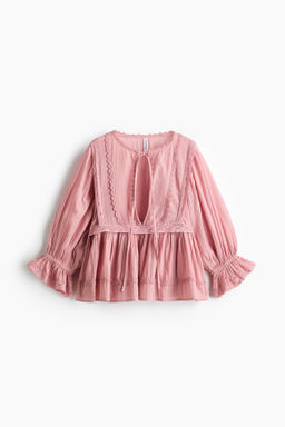 Blusa de algod?n con ribete de encaje