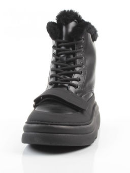04-PAJ76-1Z BLACK Ботинки зимние женские (натуральная кожа, натуральный мех, 100% шерсть)