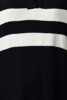 Siyah Cizgili Mini Triko Yumusak Dokulu Elbise TWOAW25EL00074