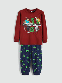 Minecraft Bask?l? Erkek ?ocuk Pijama Tak?m?