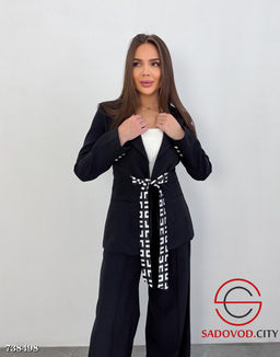 Брючный костюм классический с поясом для женщин - Bruno фото 4