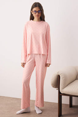 Somon Puantiyeli Yumusak Tuse Orme Pijama Tak?m? THMAW26PT00045 - Trendyolmilla фото 2