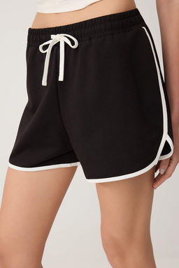 Siyah-Gri Duz Yuksek Bel Genis Paca 2 Iplik Orme Sort & Bermuda TWOSS26SR00236 - Trendyolmilla фото 6