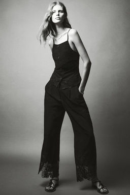 EMBROIDERED HEM CULOTTE TROUSERS