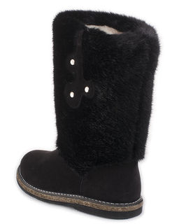 Унты женские на войлочной подошве., Черные. Мех "норка" черная.