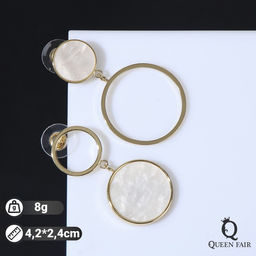 Серьги с перламутром Волшебство круг и кольцо, цвет белый в золоте