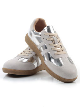 03-270-6C GREY/SILVER Кеды женские (натуральная кожа) - Фабричный китай фото 13