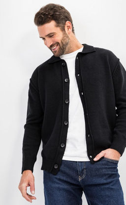 Кардиган мужской однотонный F310-0513 чёрный - Fine joyce фото 6