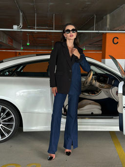 Жакет AURA 1114-164 тёмно-синий деним + чёрный текстиль  фото 6