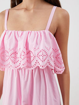 Ajurlu Ask?l? Belden Oturtmal? Poplin Elbise