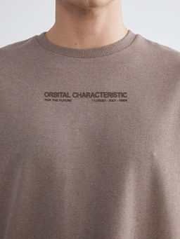 Bisiklet Yaka Bask?l? Erkek Sweatshirt