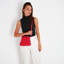 Сумка женская на фермуаре, малиновая