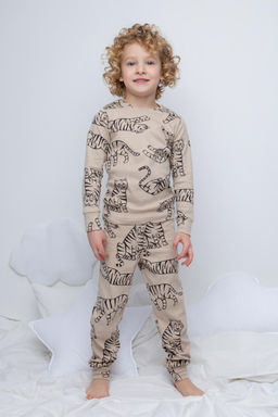К 1552/24/темно-бежевый,тигры пижама д/дет яс