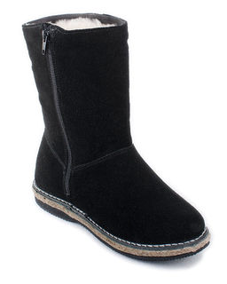 Полусапоги женские на войлочной подошве., Черные. Замша. Молния. Подклад овчина.