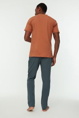 TRENDYOL MAN Turuncu Renk Bloklu %100 Pamuk Regular Fit Pijama Tak?m? THMSS21PT0319 - Trendyolmilla фото 6