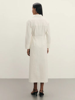 Платье из льна и хлопка с декоративной пряжкой / Zarina  фото 7